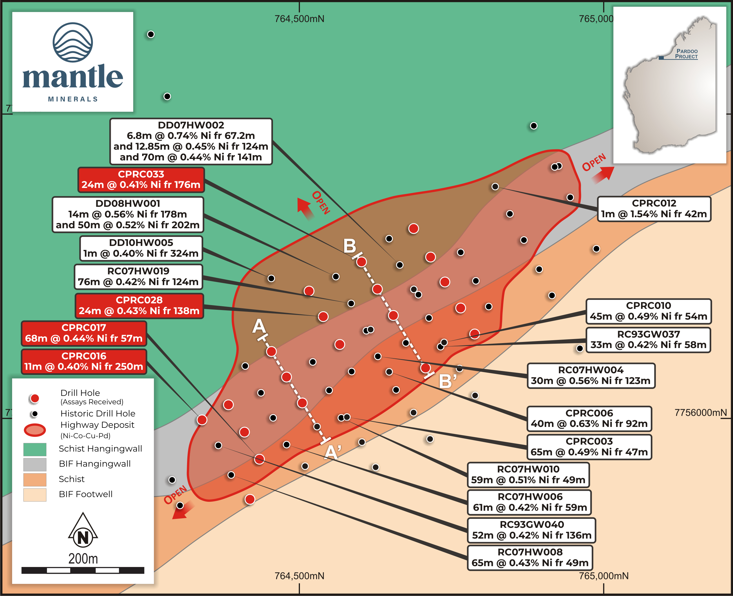 Pardoo Project drill hole location map